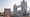 Image still of Lawkena's mural out of LEGO bricks and the London Tower Bridge in the background